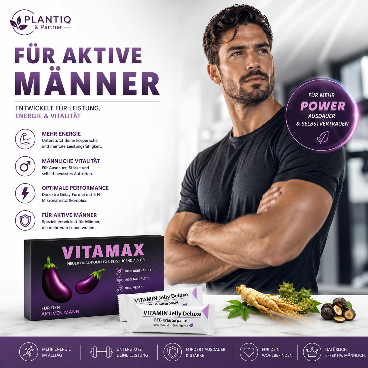 VITAMAX für Männer - Premium Kräuterkomplex | Hochwertige Premium Rezeptur | Für aktive Männer | Praktische Portionsbeutel | Made in Germany | Qualitätsgeprüft