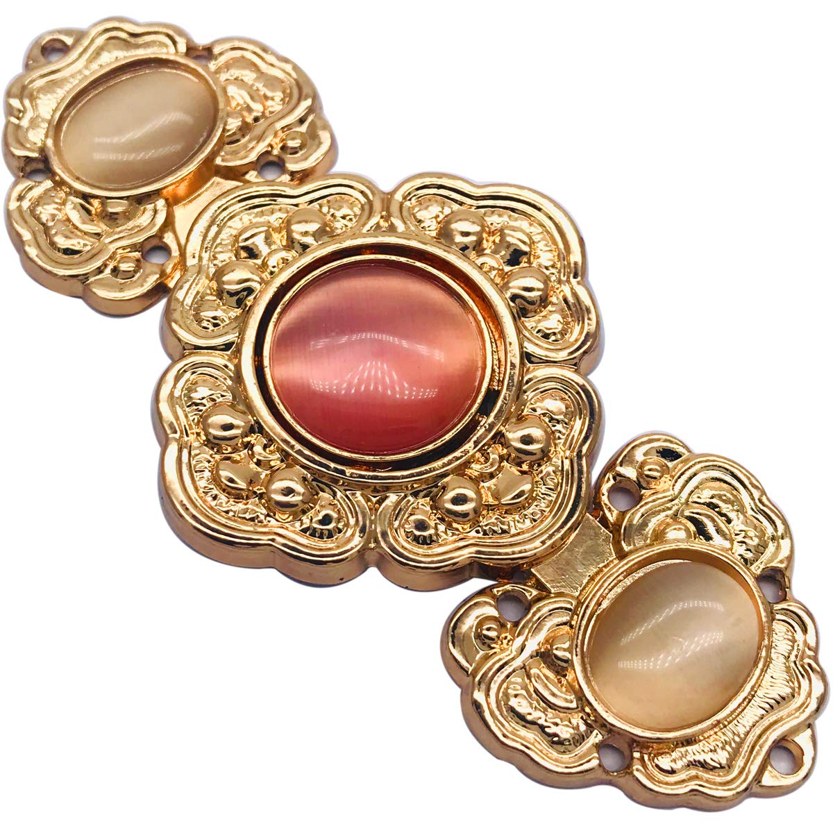 Monkey Rise 5 Pairs Vintage Pattern Sew On Hooks and Eyes Buttons Cape Cloak Clasp Fasteners, Vintage Style Cape Button, Opal button, Collar Buttons, Clothing Button Accessories(Gold, Vintage pattern)