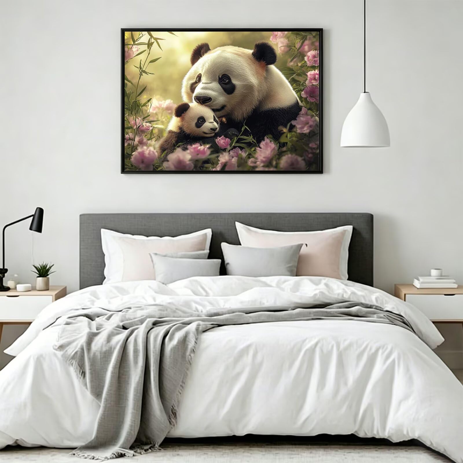 Pintar por Numeros panda Pinturas Acrilicas flor Pintura por Numeros Adultos DIY Lienzos para Pintar, Pintura Acrilica Manualidades, Decoración para Hogar, Regalos Cumpleaños, 90x120cm Sin Marco q-902