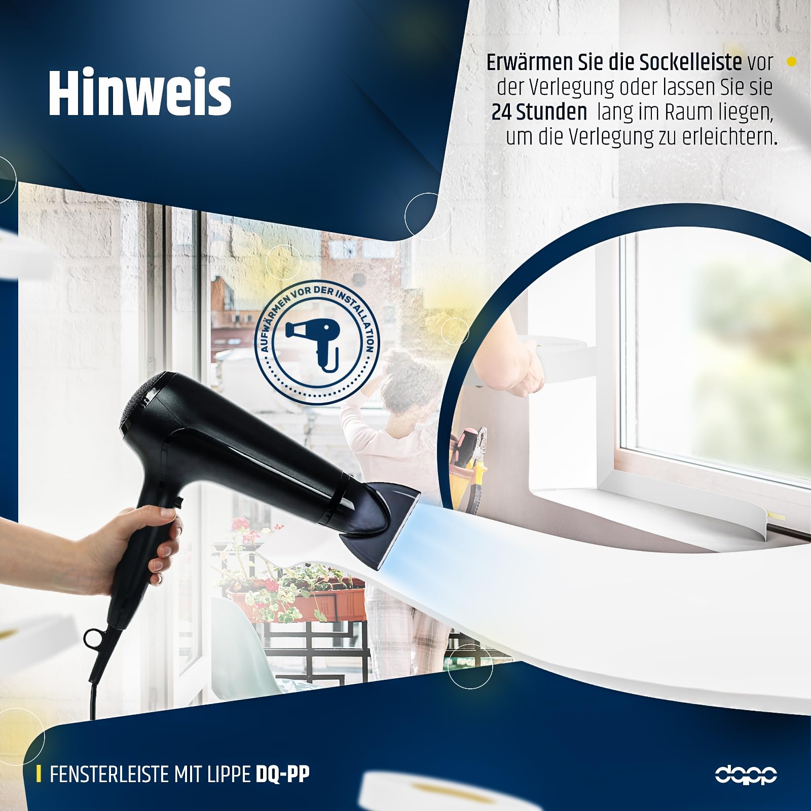 DQ-PP WINKELLEISTE – 15m Länge – 15x15mm – 1,5mm Stärke – Weiss – Fensterleisten Knickwinkel Eckleiste Abschlussleisten selbstklebend