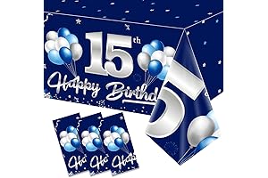 3 Pack Blue Silver 15th Birthday Boy Tablecloth