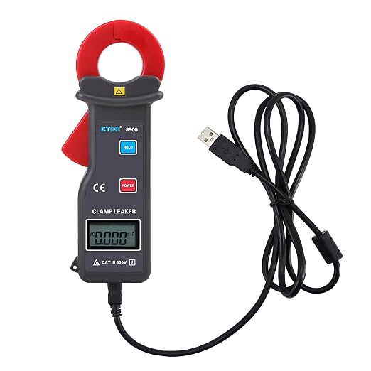 ETCR6300 Pinza Amperimétrica de Alta Precisión para Corriente AC 0mA a 60A con Interfaz USB miniatura 5