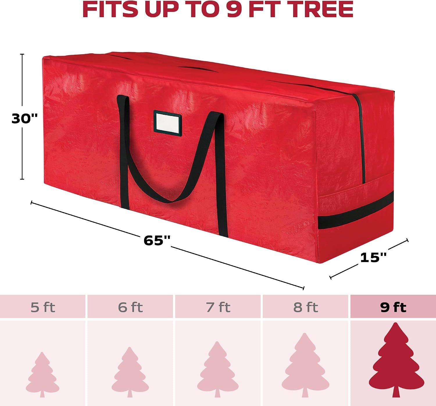 Large Christmas Tree Storage Bag – 9 Ft Artificial Christmas Tree Bag - Durable Heavy-Duty Waterproof Material with Strong Reinforced Handles, Full-Length Zipper for Easy Access, Xmas Tree Storage Box
