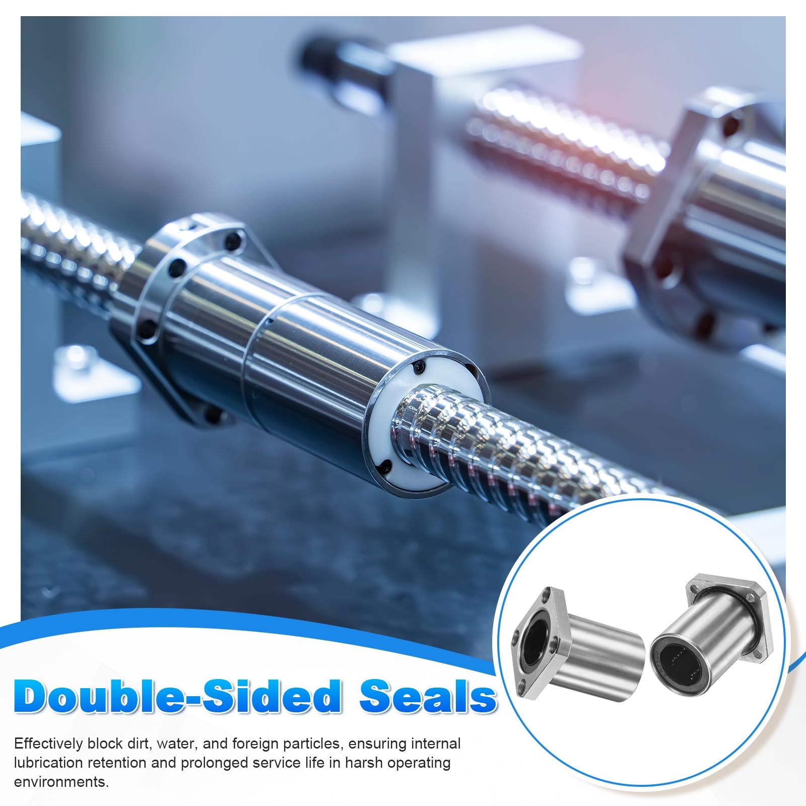 PATIKIL Cuscinetti rigori A Sfere LMK25UU ID 25mm OD 40mm L 50mm Foro 5.5mm 4Pcs Flangia Rotonda Cuscinetto A Scorrimento rigore Doppia Tenuta Gomma Guida Albero Per Macchine Stampante 3D