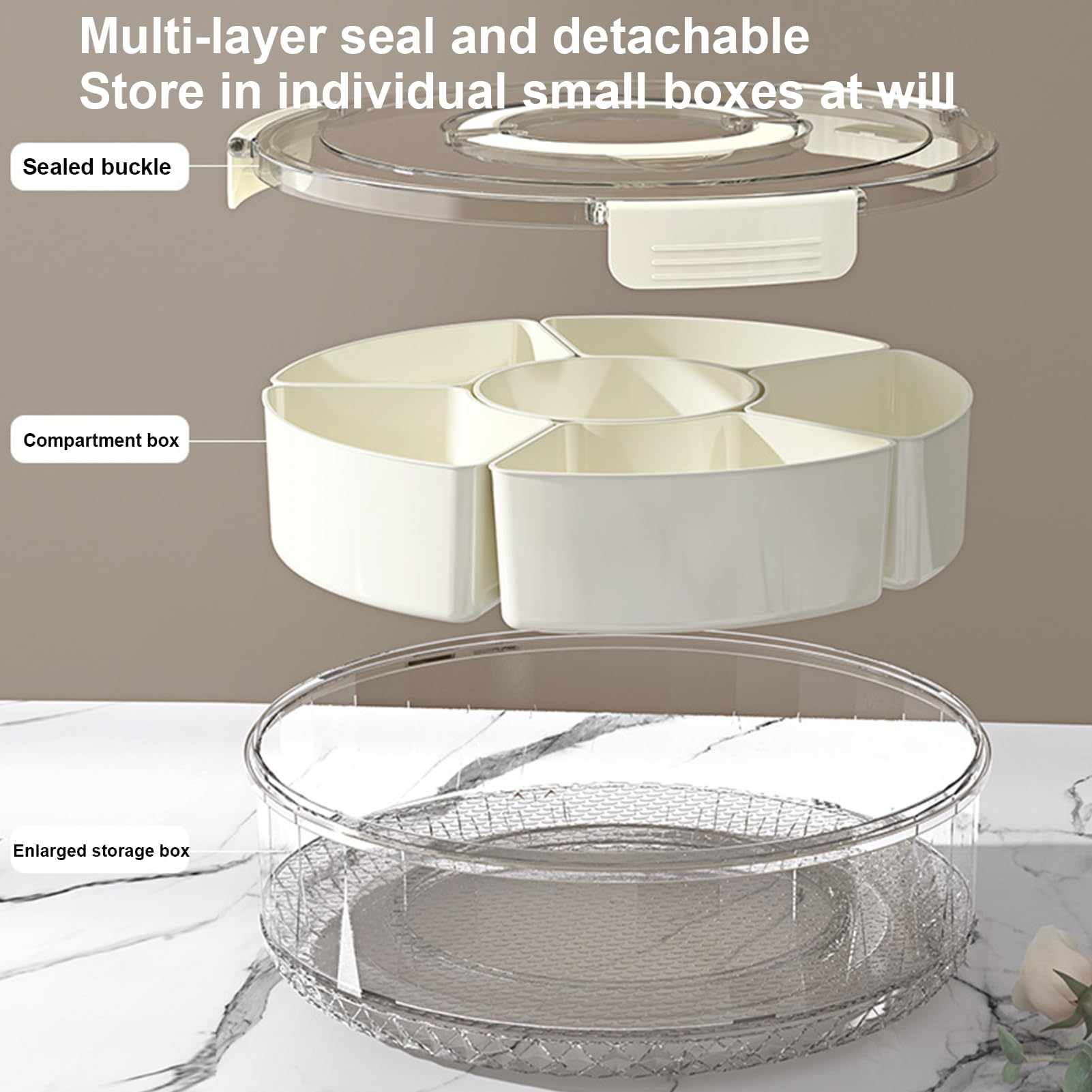 Plateau à Collations avec Couvercle Transparent Grande Capacité