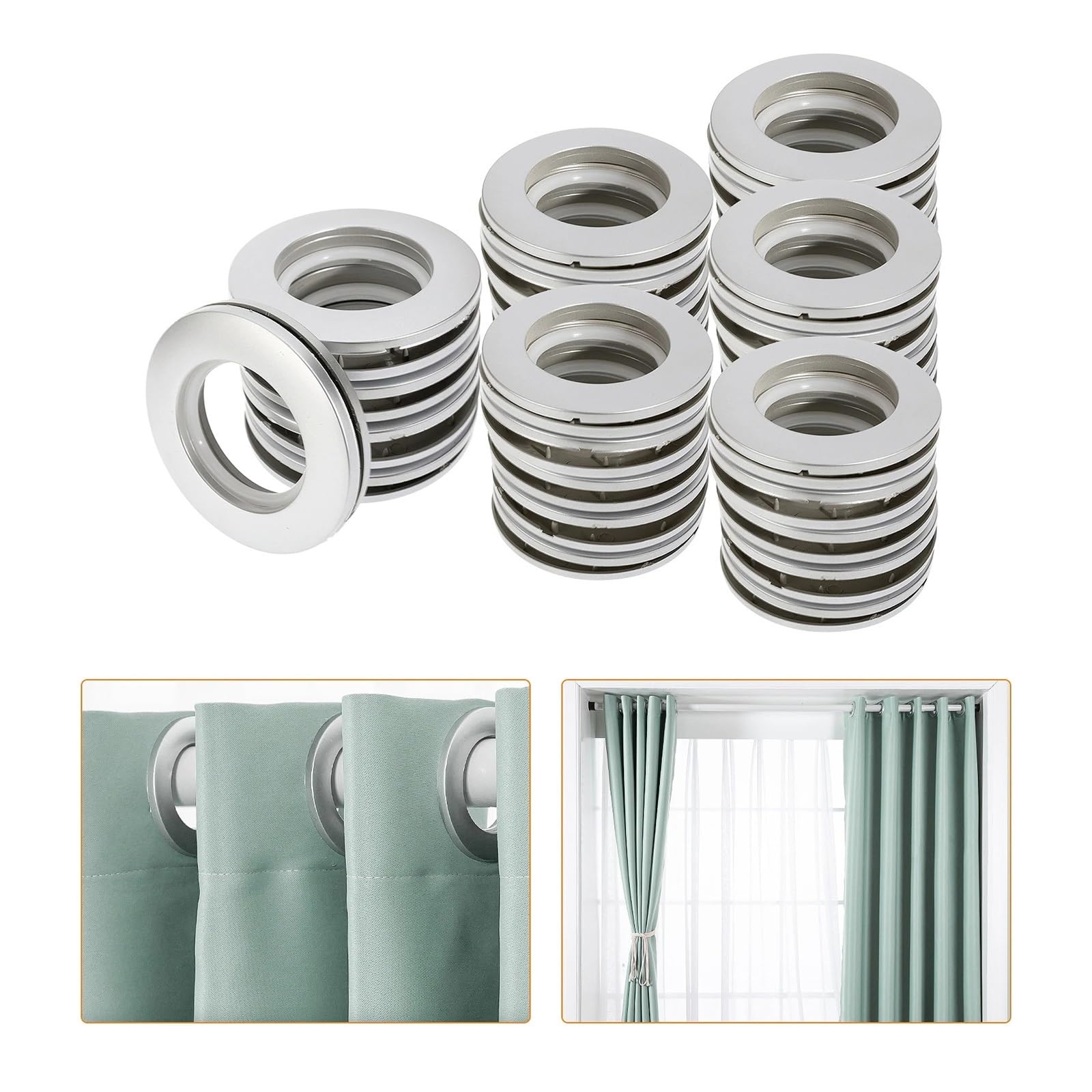 curtain grommets 100Pcs Curtain Grommets Roman Ring Diameter Eyelet Rings Nanoscale Silencer Coffee Silver(Silver)