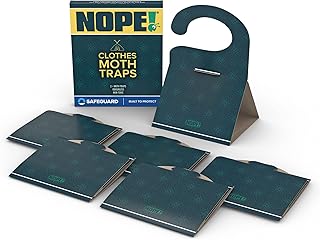 NOPE! Clothing Moth Traps - 6 Pack - Non-Toxic Odourless Sticky Clothes Moth Trap with Pheromone Lure for Moth Treatment - Pet & Child-Safe