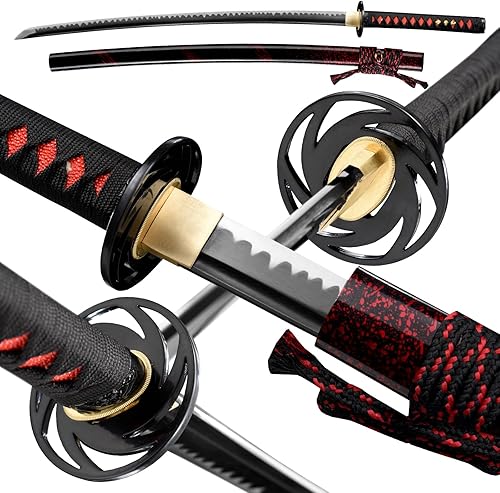 OYZ Espada Katana japonesa hecha a mano 1045 de acero al carbono, espadas de acero real, espadas samurái, espadas completas