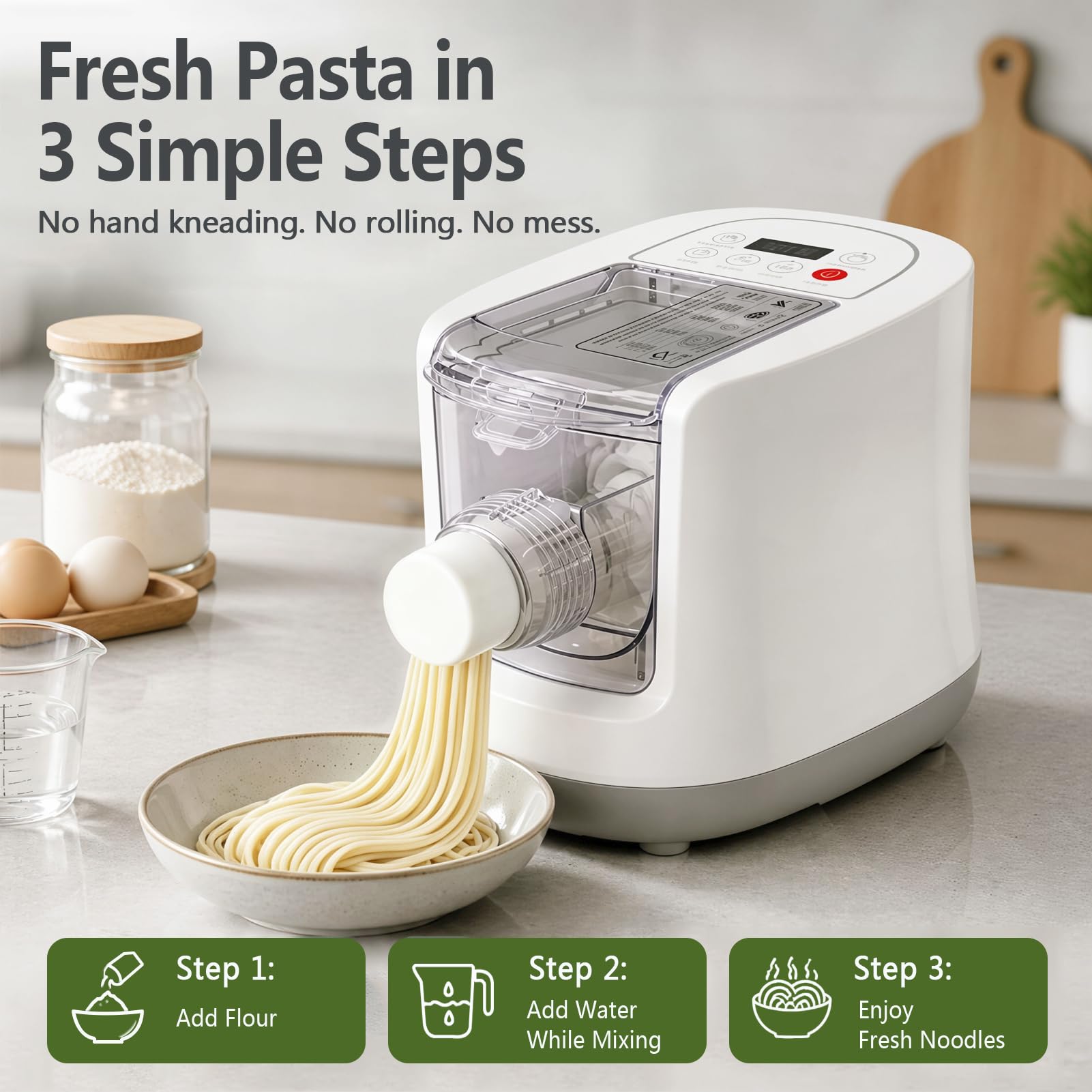 Automatyczna maszyna do makaronu 260 W, elektryczna maszyna do makaronu, 500 g, 12 rodzajów foremek do makaronu, maszyna do makaronu spaghetti