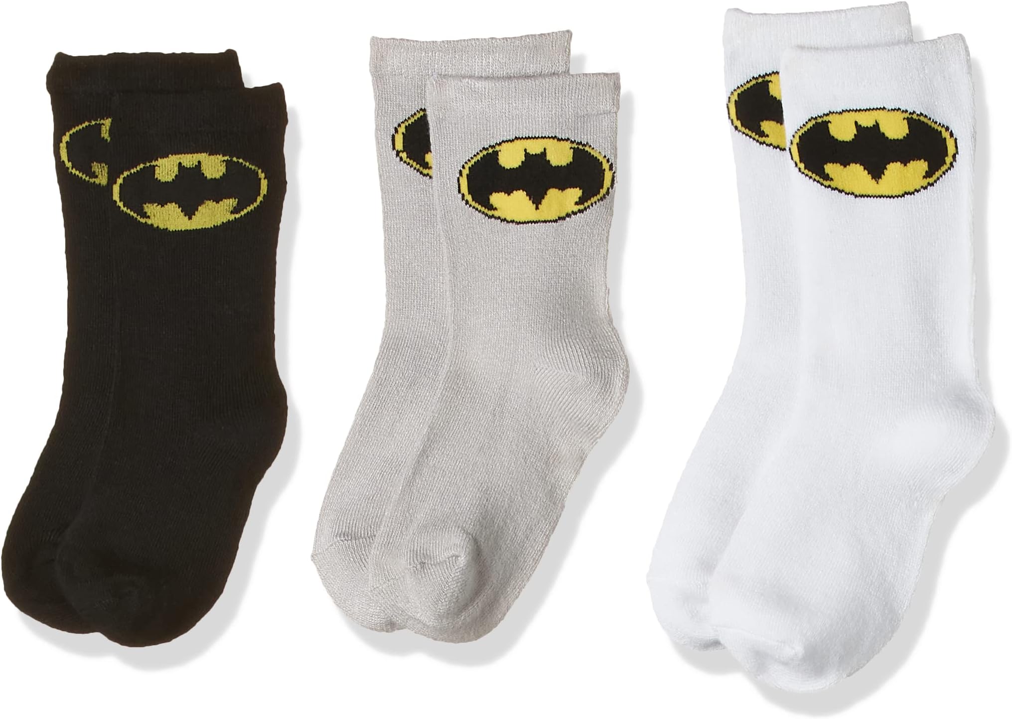 Batman Bamboo Cotton Sock - Solid (Pack Of 3) - Black/White/Grey 5-8Y