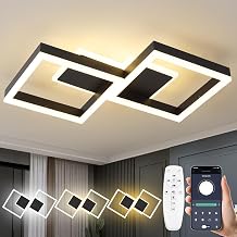 MYCUL LED Ceiling Light, Dimmable Ceiling Lamp Bedroom Light with Remote Control APP, Ceiling Lighting 3000K-6000K, Modern Interior Light 32W for Living Room, Office, Kitchen, Hallway, Black