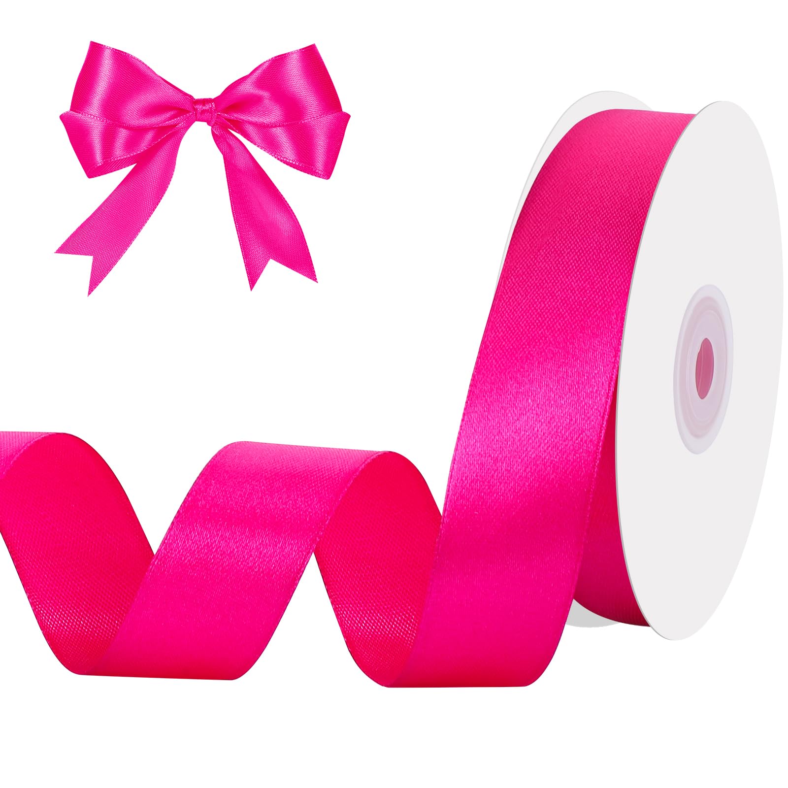 Snapklik.com : Hot Pink Ribbon 1 Inch 50 Yards Pink Satin Ribbon For ...