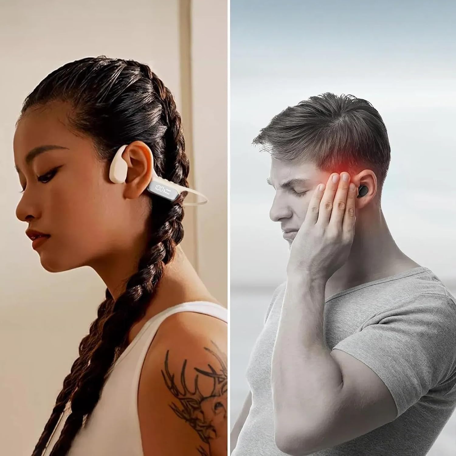 Genérico Cranovib V2 Auriculares Natación, Auriculares Impermeables Beatosync para Natación, Auriculare De Conducción ósea Premium, Auriculare Inalámbricos Bluetooth para Correr Y Nadar (Red)
