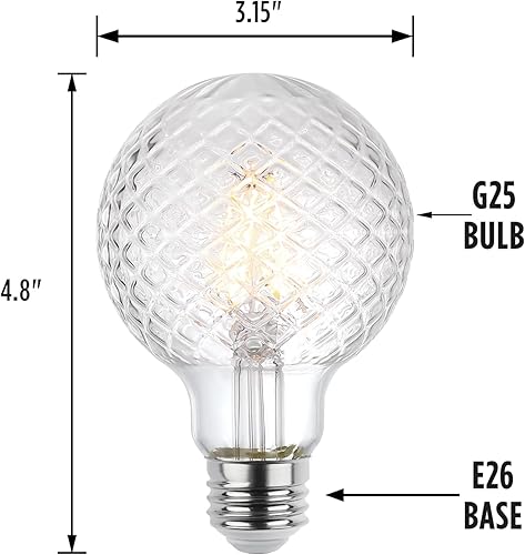 Miniatura 6 de Westinghouse 5268020 - Bombilla LED de filamento transparente regulable G25 de vidrio cortado de 5.5 vatios (equivalente a 40 vatios), base media,