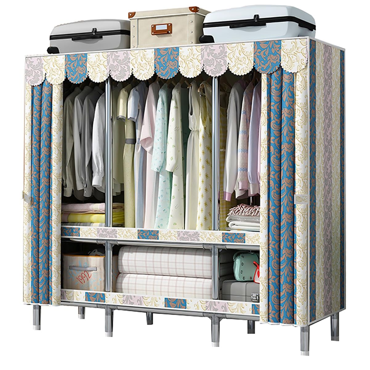 Armoire de placard portable avec penderie vêtement et étagère