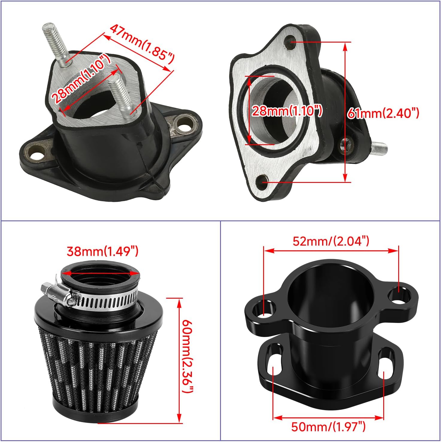 PZ30 Carburetor 30mm Carb Kit with Intake Manifold Compatible with GX390 GX340 GX270 GX240 Predator 420 301cc Engine Mini Bike Go Kart Cart CG 200cc 250cc Roketa Sunl JCL Chinese ATV Quad Parts