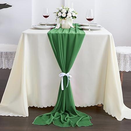 Olive Green Chiffon Table Runner 10Ft Wedding Table Runner 29x120 Inches