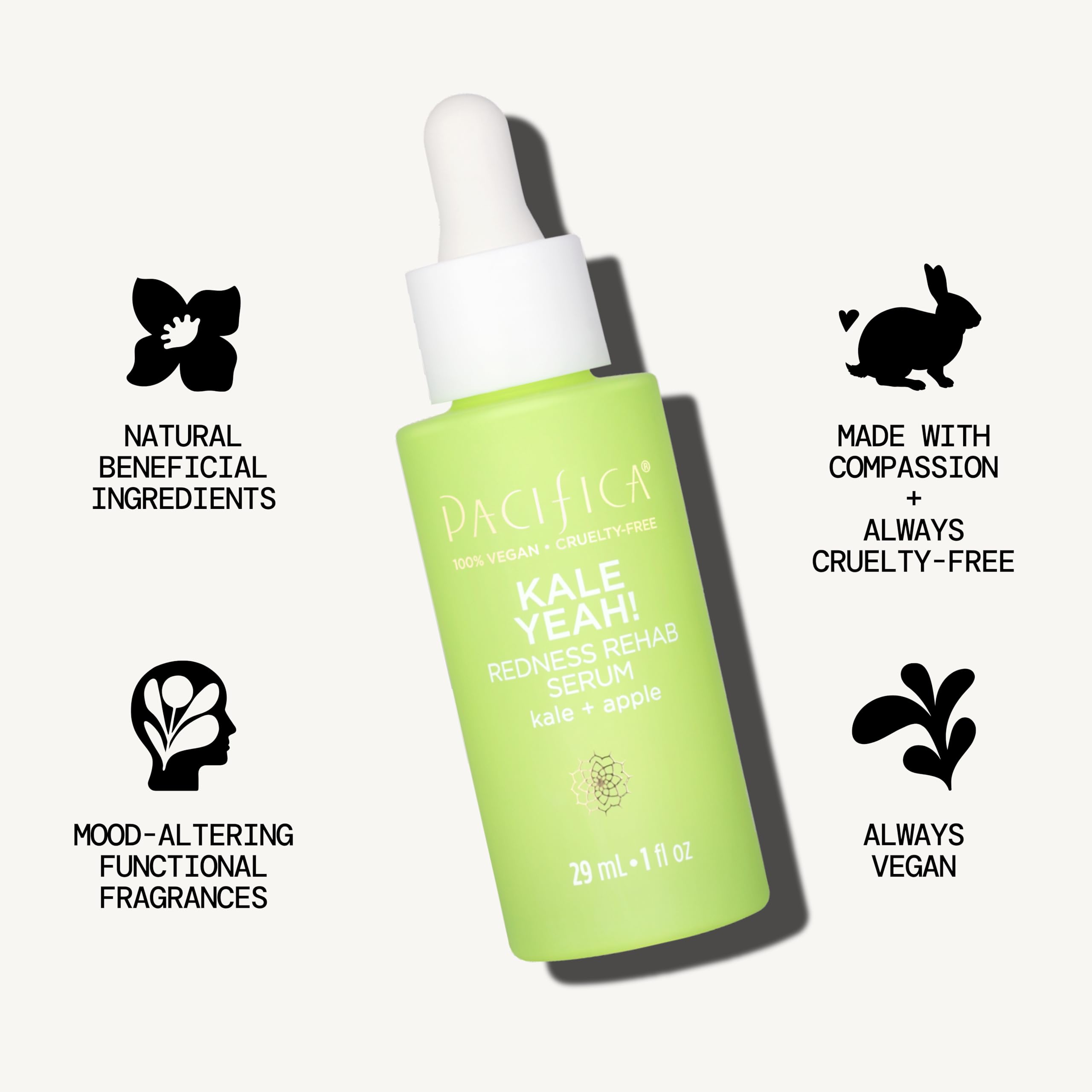 Pacifica Kale Yeah! Redness Rehab Serum – Niacinamide & Super Greens Face Serum to Calm Redness, Minimize Pores & Oil, Soothing Anti-Redness for Oily/Combination Skin Vegan Dermatologist Tested