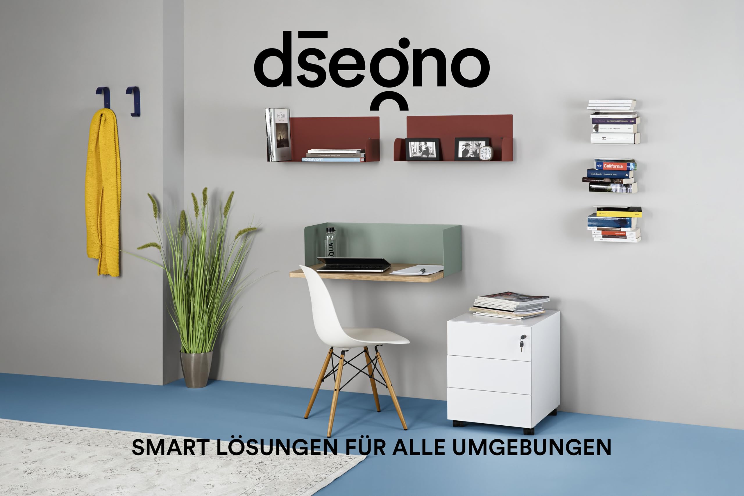 home3000 D-Segno Unsichtbares Wandregal aus Metall – Design-Wandregale, platzsparendes schwebendes Bücherregal, ausziehbare Bücherregale – Hergestellt in Italien (4, Weiß)