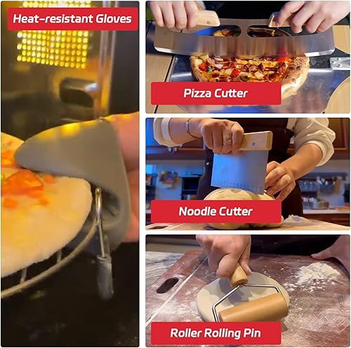 Miniatura 4 de Kit de accesorios para horno de pizza de 7 piezas, juego de herramientas para hacer pizza de primera calidad para hornos domésticos y exteriores,