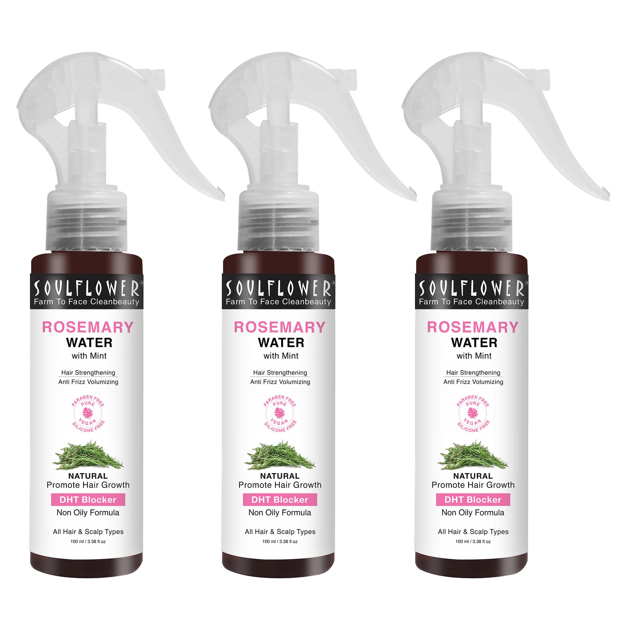 Rosemary Water Spray Value Pack | Niacinamide & Mint |Hair Spray for Regrowth | Anti-Hair Fall | Rosemary Hair Mist | Cooling & Relaxing | Strengthens Hair | All Hair Types 100ml Pack of 3
