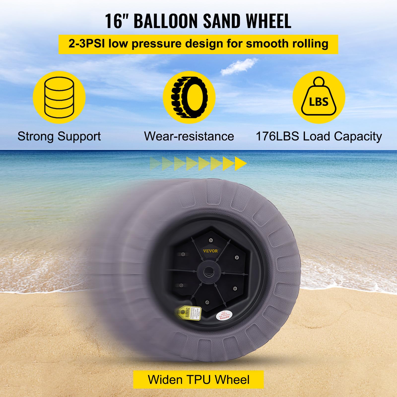 VEVOR Pneumatici di Ricambio da Spiaggia da 15,7 Pollici, Ruote per Palloncini da Spiaggia in PVC per Carrello per Kayak e da Sabbia, Pneumatici di Ricambio per la Spiaggia, Pneumatici Gonfiabili