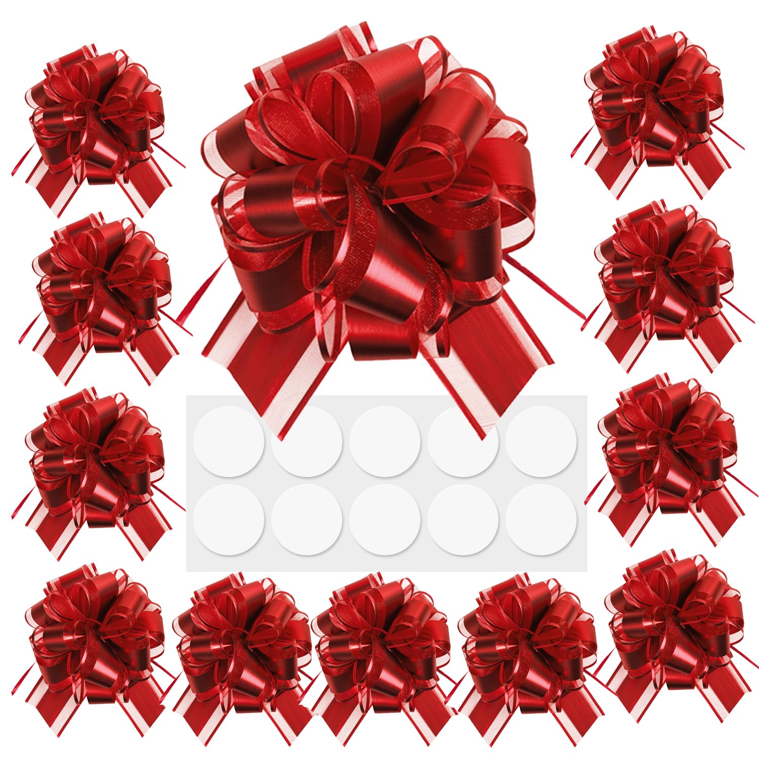 KJSHENDI Pull Bows for Gift Wrapping: 12 Pcs 6-Inch Large Waterproof Red Ribbon Bows - Birthday Valentine's Day Packaging Accessories & Outdoor