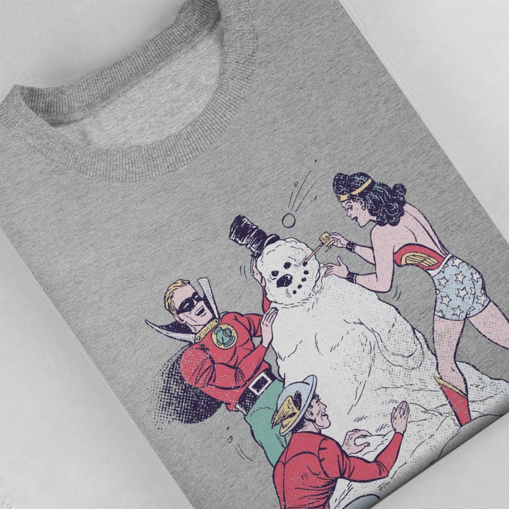 All+Every Justice League Christmas Building A Snowman Men's Sweatshirt