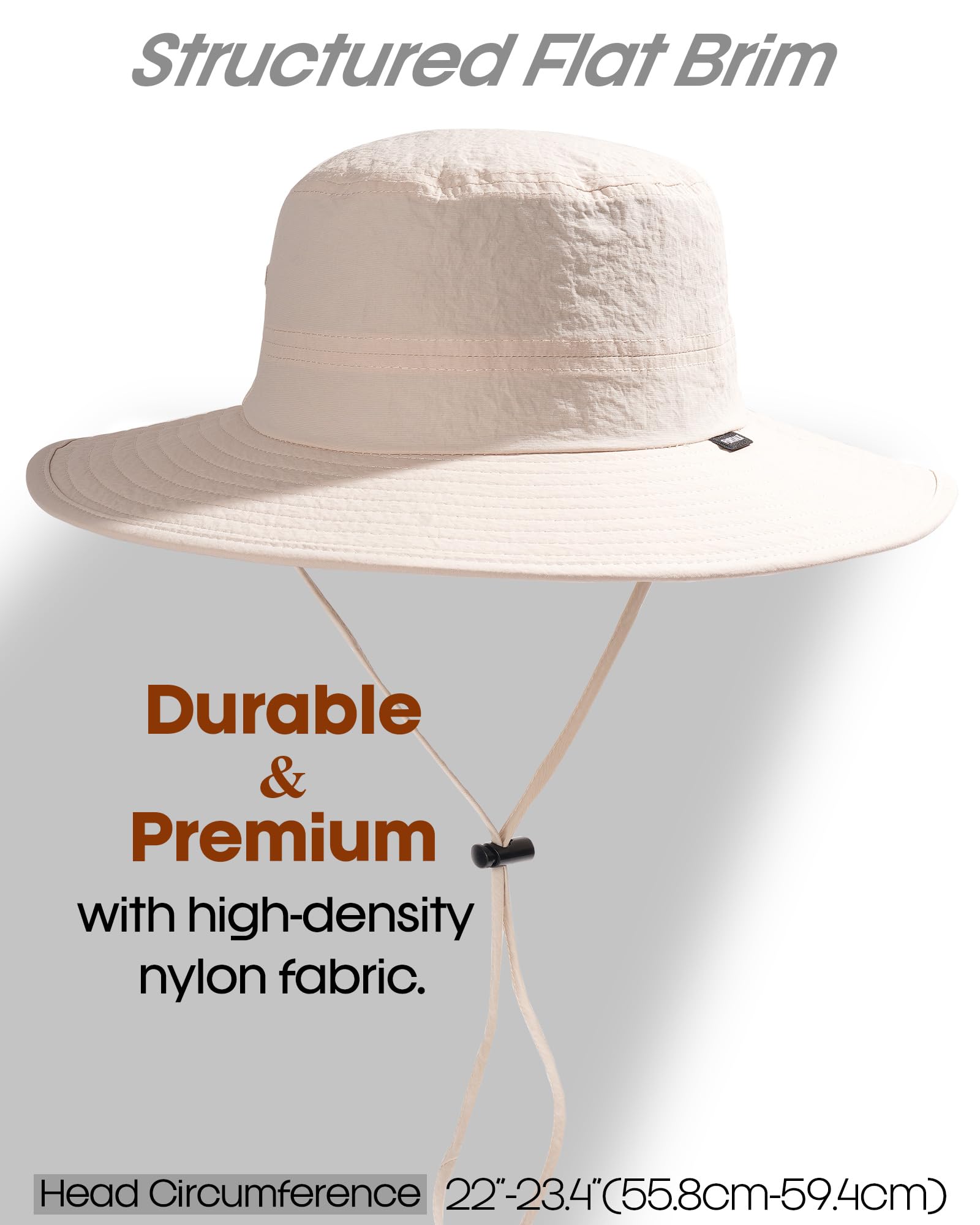FURTALK Sun Hats for Women with Ponytail Hole Men Beach Hiking UPF 80+ Foldable Hiking Summer UV Protection Bucket Hats Beige