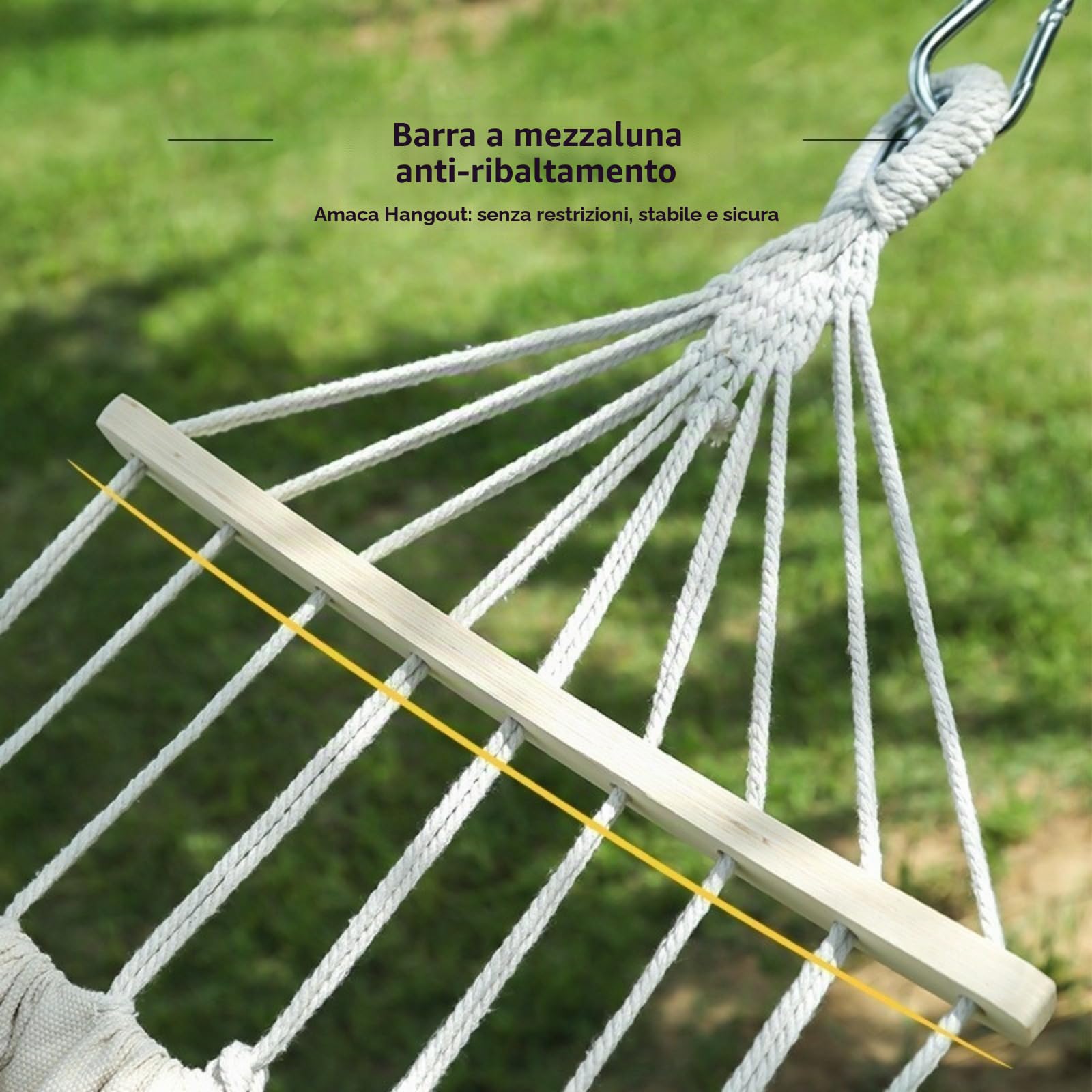 Amaca singola in tela antiribaltamento, amaca portatile da campeggio per esterni, amaca per relax da patio/balcone, portata massima 200 kg, disponibile in diversi colori.