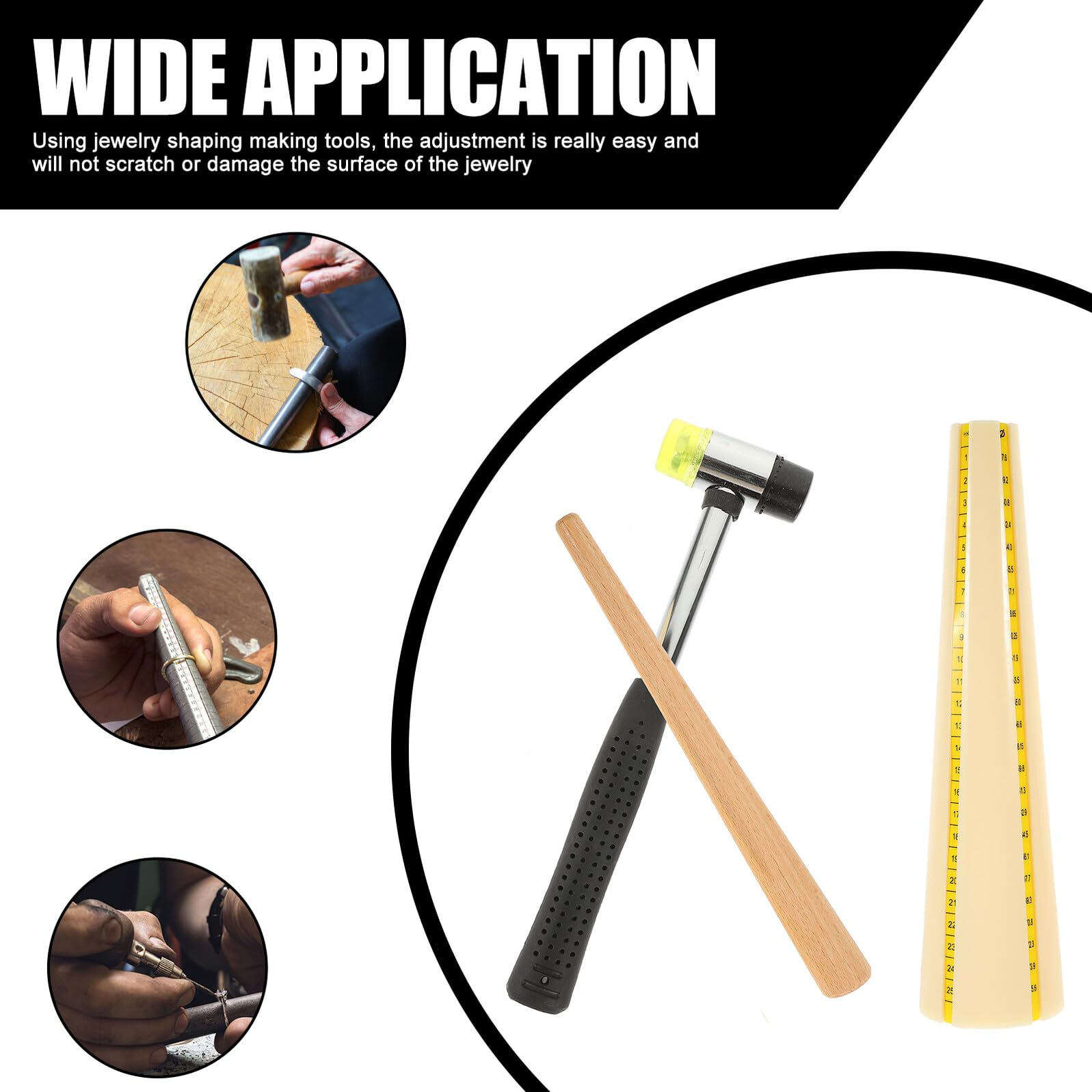GARIOUANS Schmuck Reparaturset mit Verstellbarem Ringdorn und Gummihammer Tragbarer Mandrel Stick zum Anpassen und Formen von Ringen DIY Werkzeug für Schmuckliebhaber und Profis