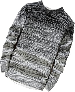 [SpringSwalloow] [スプリングスワロー] メンズ デザイン ニット セーター 丸首 長袖 秋 冬