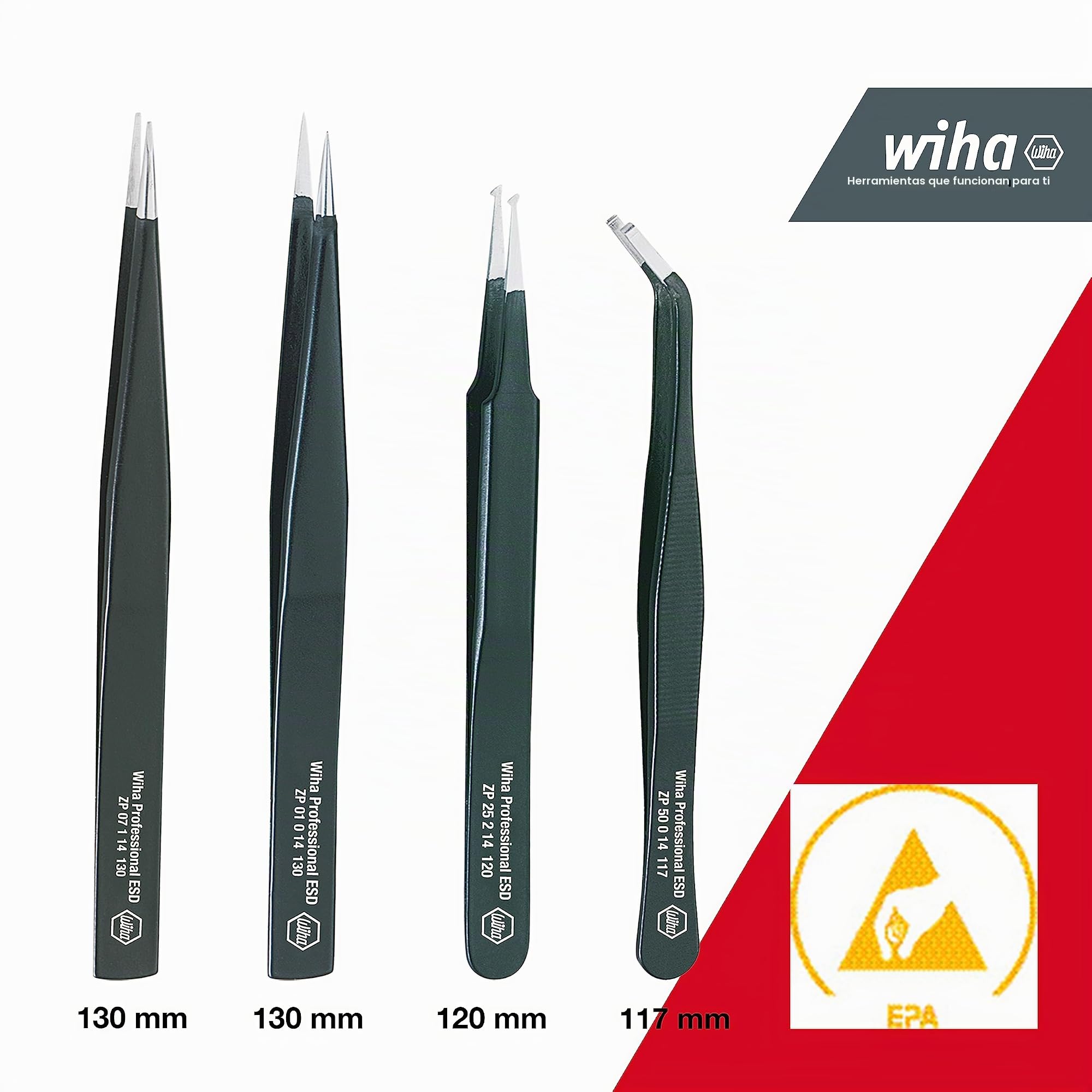 Wiha Juego de pinzas SMD Professional ESD en surtido de 5 unid. incl. caja (32349)