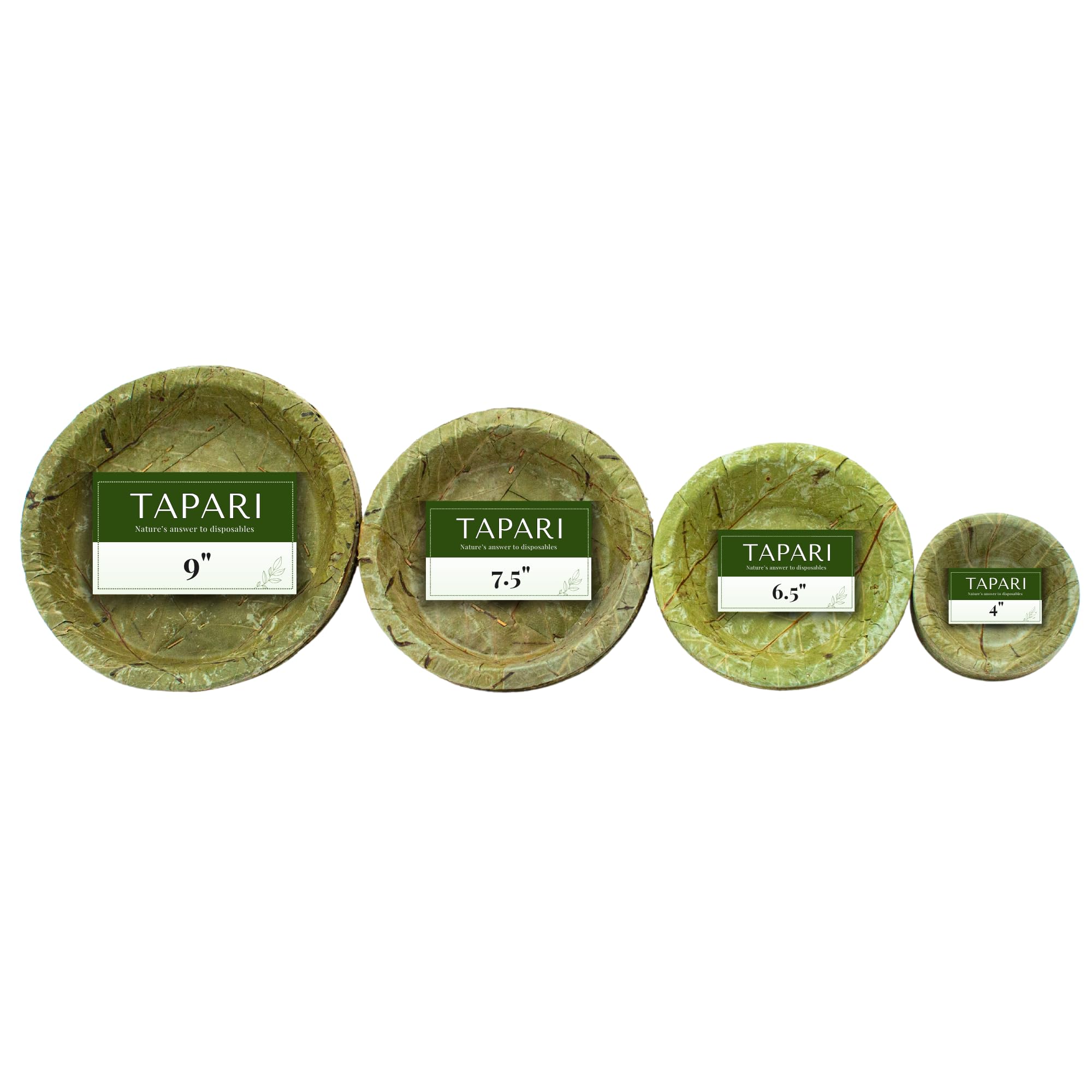 Tapari 20 pc Multipack - Small, Medium & Large Bowls & Large Plates (5 pcs of Each) - Natural & Compostable - Disposable Bowls Pack Perfect for Picnics, Barbeques & Parties