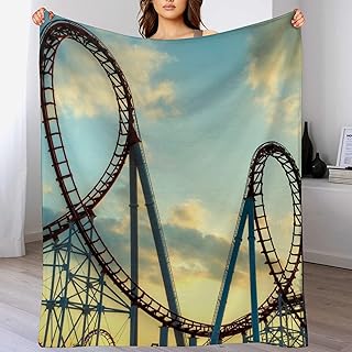 Roller Coaster Throw Blanket for Teens Boys Girls and Adults Soft Warm Cozy Funny Midweight Food Flannel Blankets for Couch Sofa Bed Camping Travel Home Decor 50" X 60"
