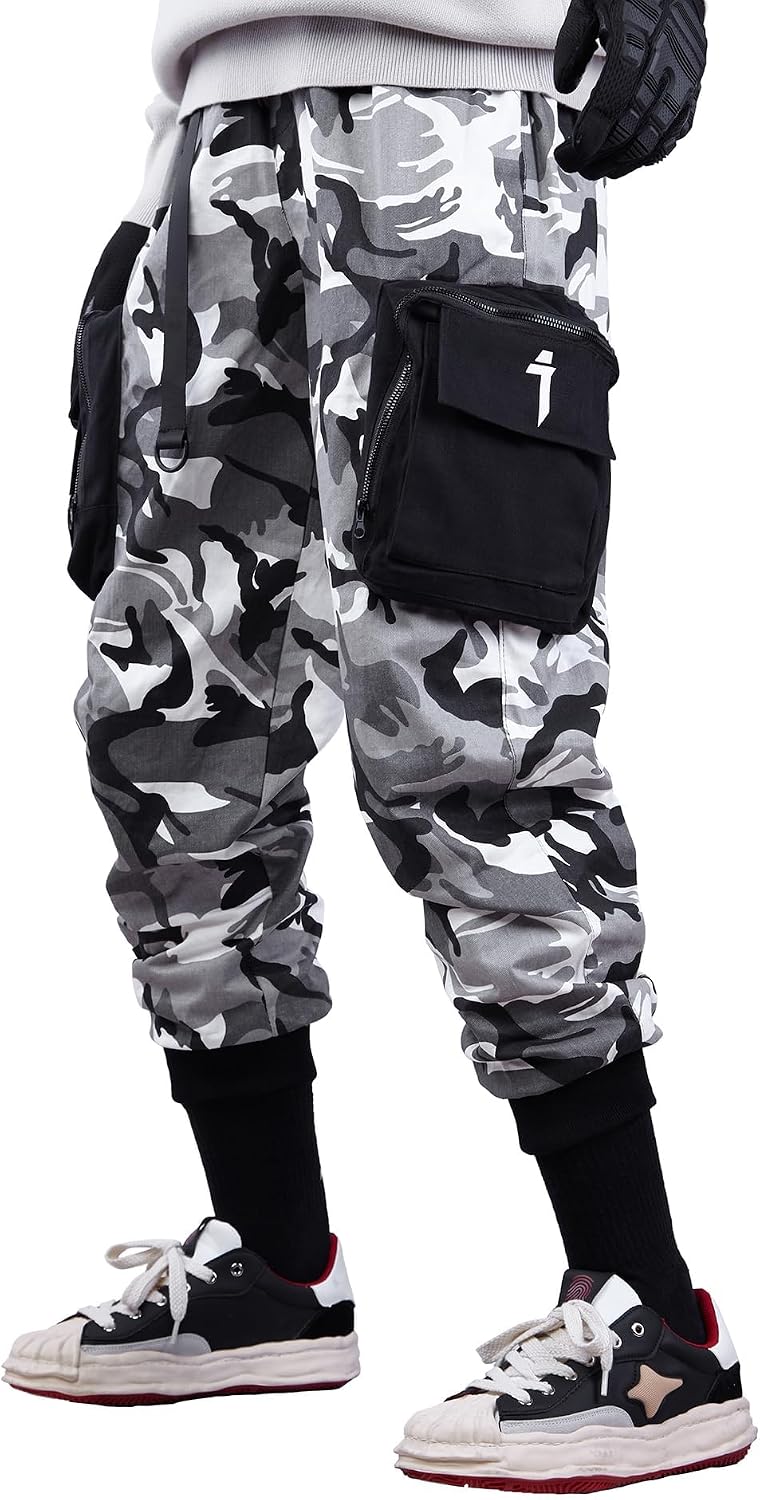 Niepce Inc Men's Japanese Streetwear Techwear Cargo Pants with Design | Cosplay, Everyday Wear, Gift for Boyfriend or Son