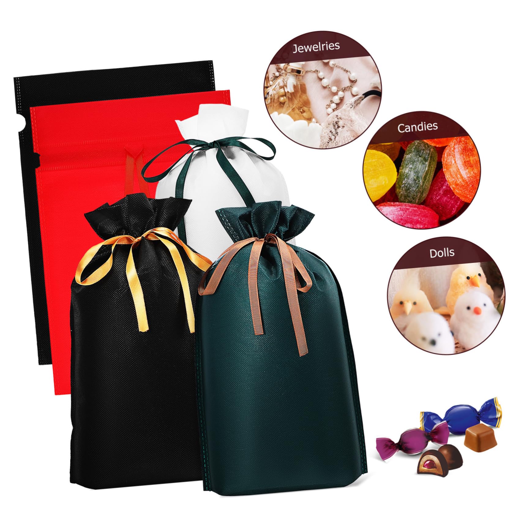 FOYTOKI Drawstring Bags for Wrapping Large Opening Pouches 12 Non Woven Fabric Party Supplies Bags