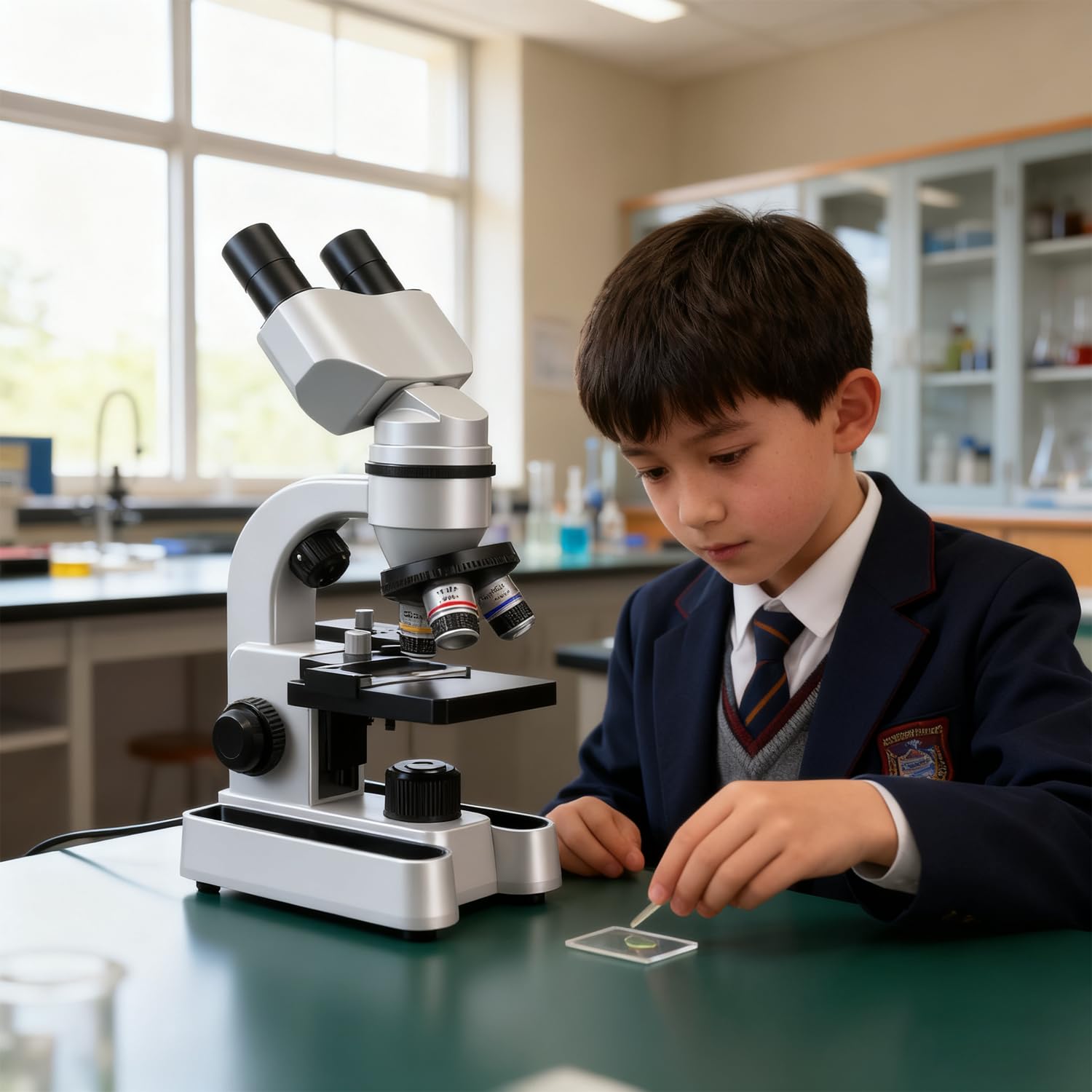Microscopio Portatile, Microscopio Professionale Binoculare HD con Ingrandimento 40x-1600x, per Studenti e Laboratori, Ideale per Educazione Biologica e Osservazione Precis