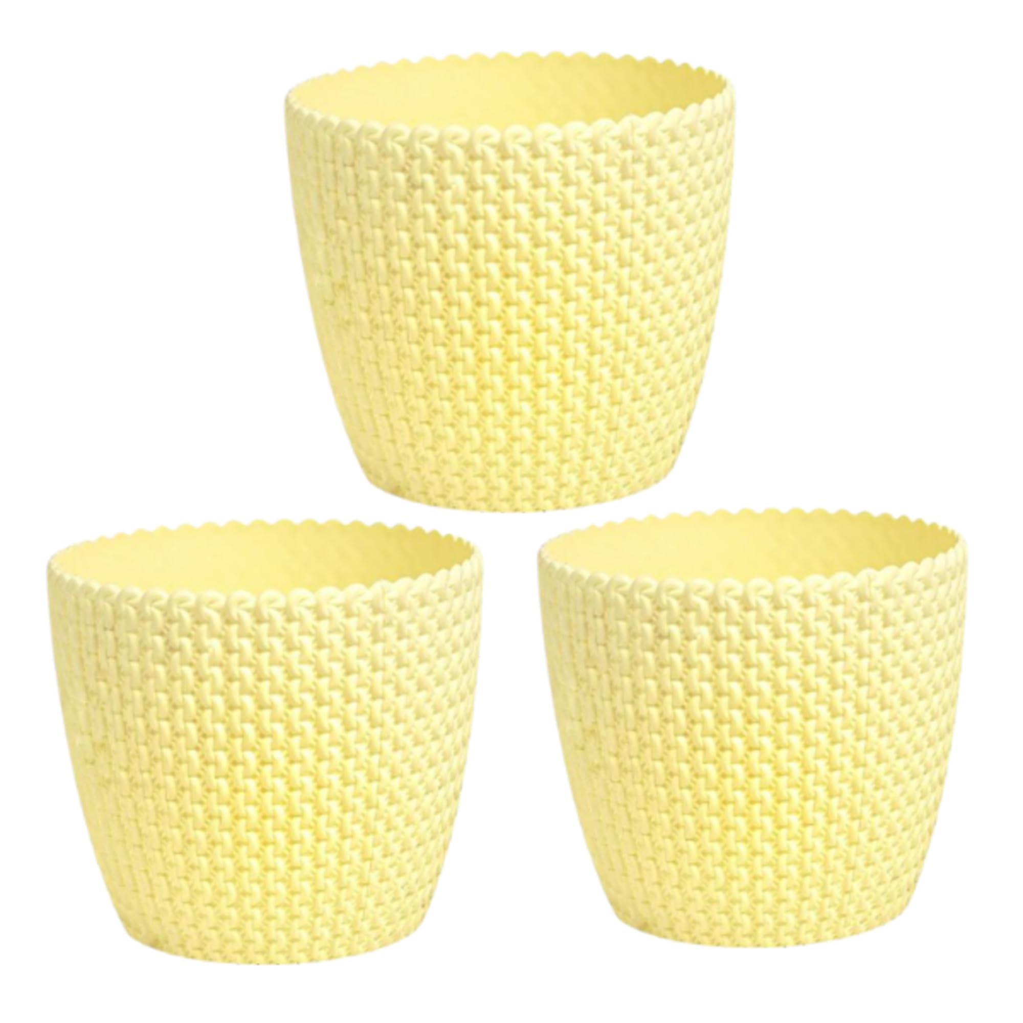 Garden Art Combo of (Pack of 3) Sturdy Plastic Fiber Planters for Indoor & Outdoor Plants Planter Pot Set for Table Top & Garden Décor (Yellow Textured)(14 X 12 cm) Without Plant (B0B1D27R38) Amazon Price History, Amazon Price Tracker