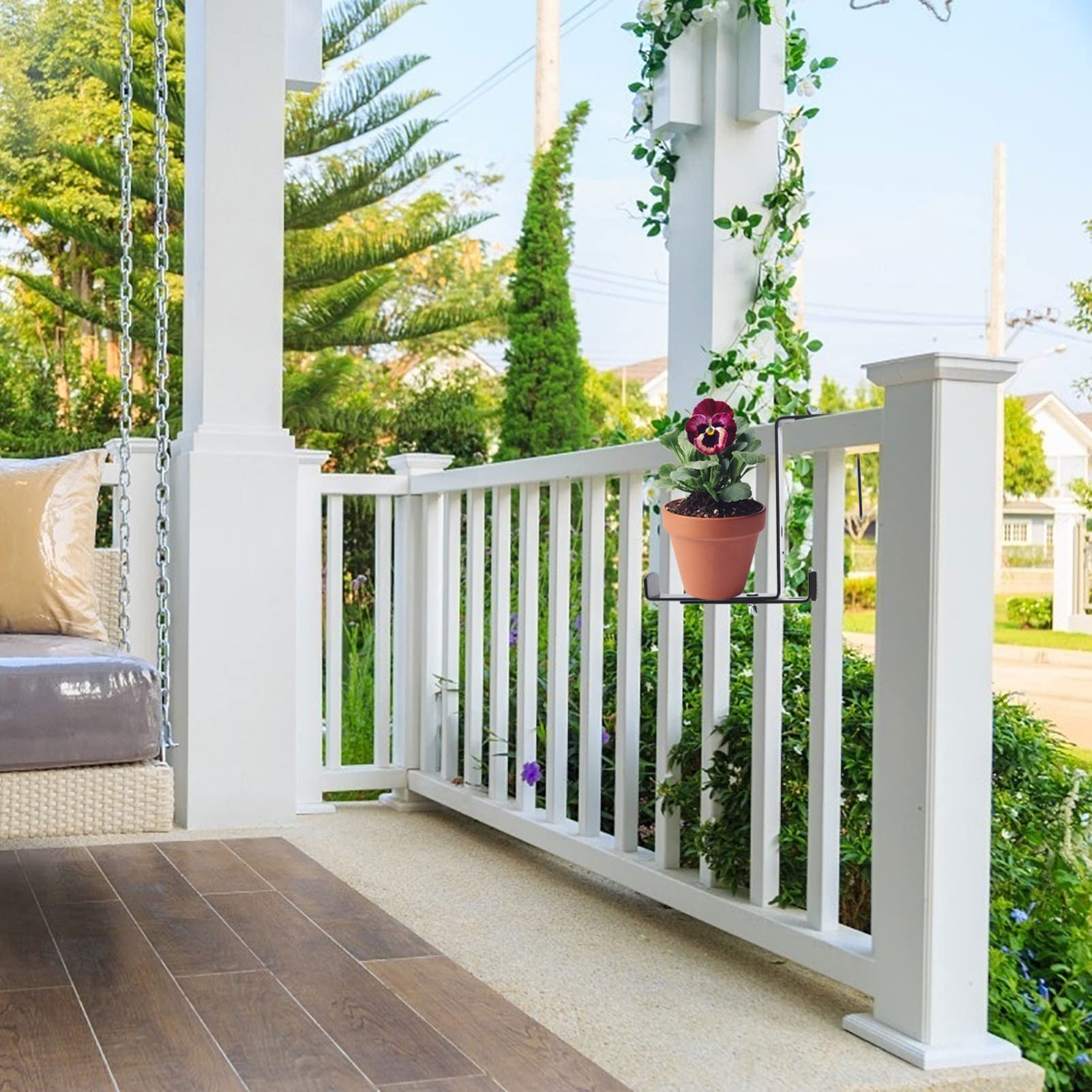 1 Paar Hängender Blumenpflanzer Haken Eisen Verstellbare Balkon Blumenkastenhalter für Garten Handlauf für und Außenbereich