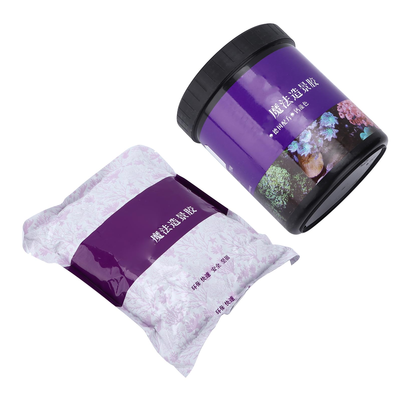 Colle de Corail pour Aquarium, 800g, Adhésif Transparent instantané pour Fournitures et Décorations D'aquarium (Couleur des algues calcaires)