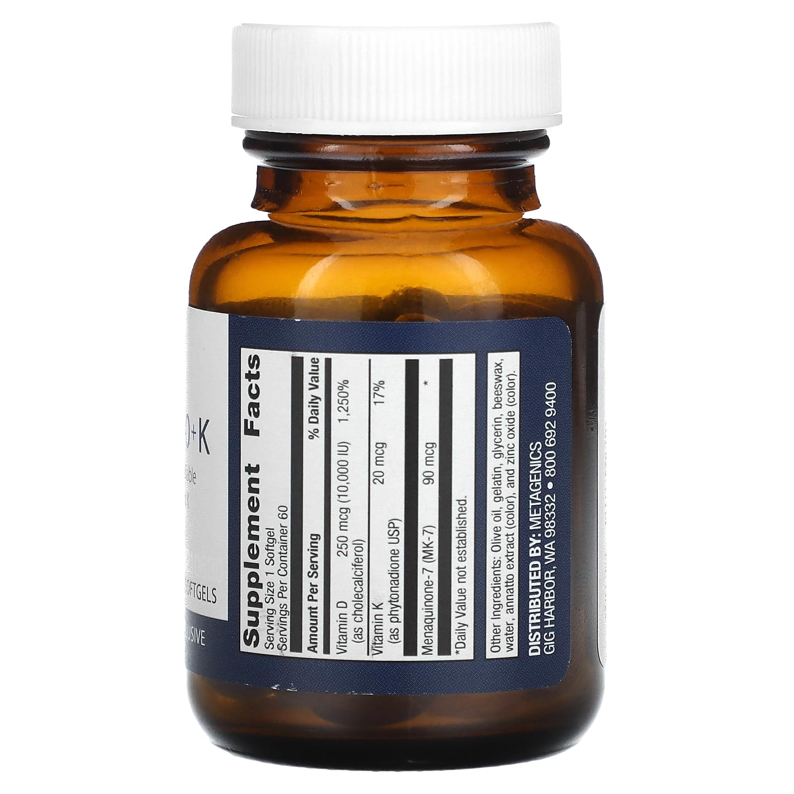 Metagenics D3 10000 with K2 Soft Gels 60 Count product thumbnail 3