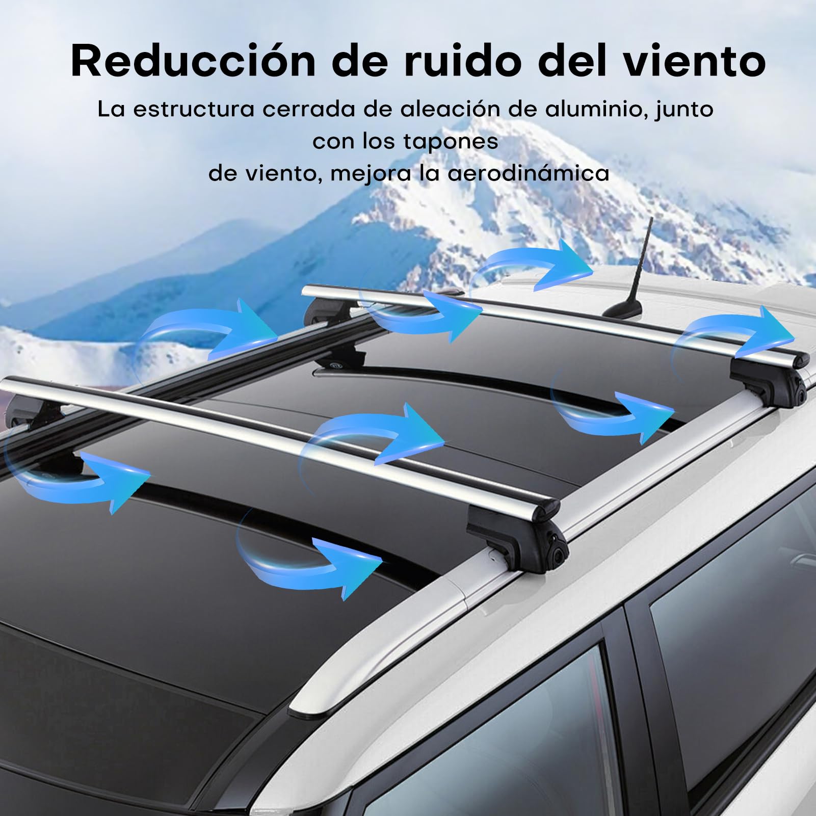Baca Coche Universal 135cm, Aluminio, Barra Techo Auto, Compatible con Modelos con Relingas Abiertas, Carga hasta 100kg, Ideal para SUVs y Vehículos