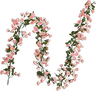 VHTDFEVXO Guirnalda de vegetación Artificial, 2 guirnaldas de Rosas Artificiales de 4,8 m for decoración de Bodas y el hogar.(Roze)