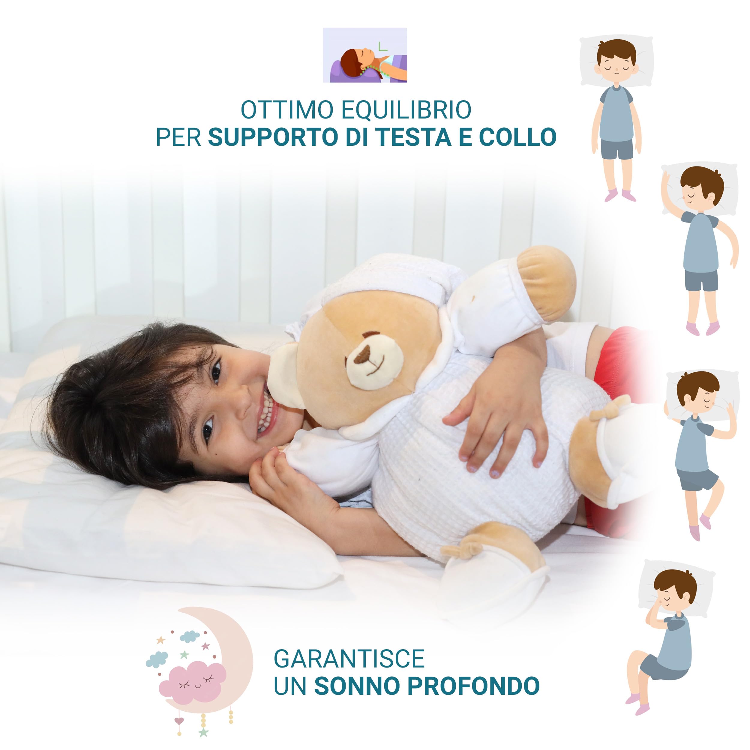 Cuscino Lettino Bambino 60x40 Cm - Cotone 100%, Antiacaro, Made In Italy, Alto 4 Cm - Foto 10