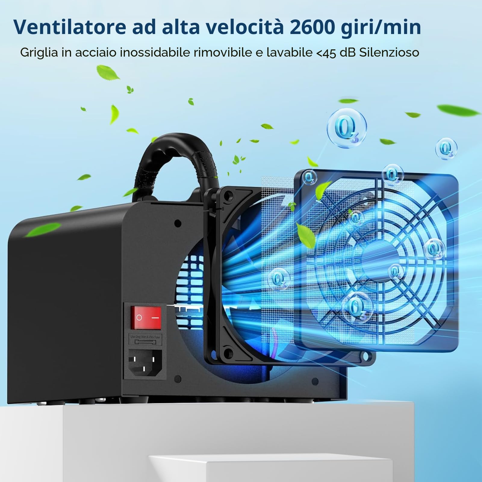 Fwiull Generatore di Ozono 30.000 mg/h, Ozonizzatore per Casa e Auto, Ozonizzatore Industriale, Purificatore d'Aria all'Ozono O3 con Timer da 120 min, Rimozione Fumo e Odori di Animali Domestici