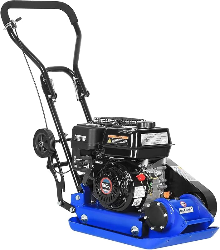 BILT HARD Placa Compactadora Apisonadora, 6.5HP 196cc Motor de Gas 5500 VPM 2500 lbs Fuerza de Compactación, Placa de 21 x 14.5 pulgadas, Compactadores de Tierra para Pavimentación Paisajismo Patio de Acera, Cumple con EPA