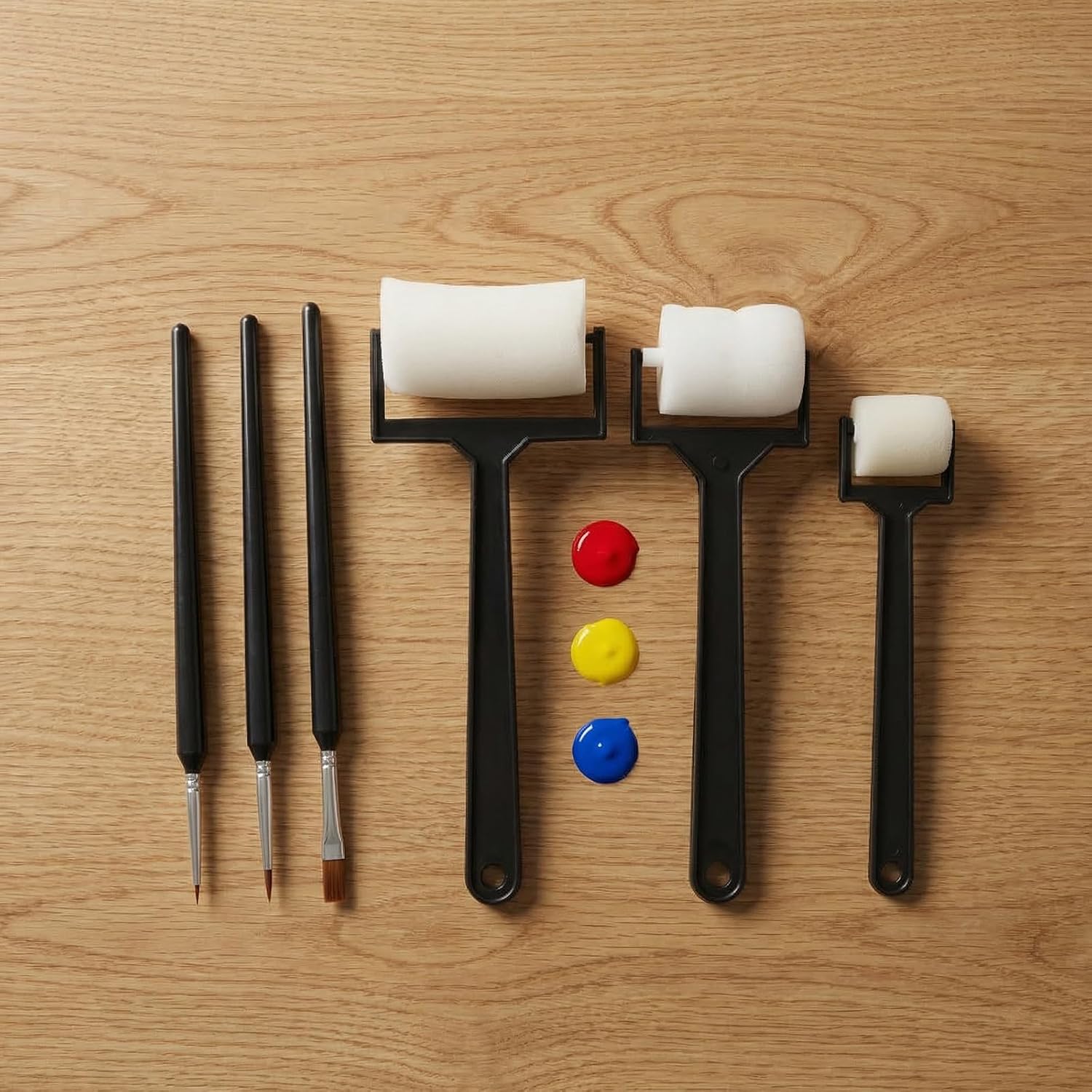 Ciieeo 6pcs Paint Sponge Roller Kit with Washable Foam Brushes and Plastic Handles, Educational Craft Art Tool Set for Painting at Home, for Little Hands and Creative Projects