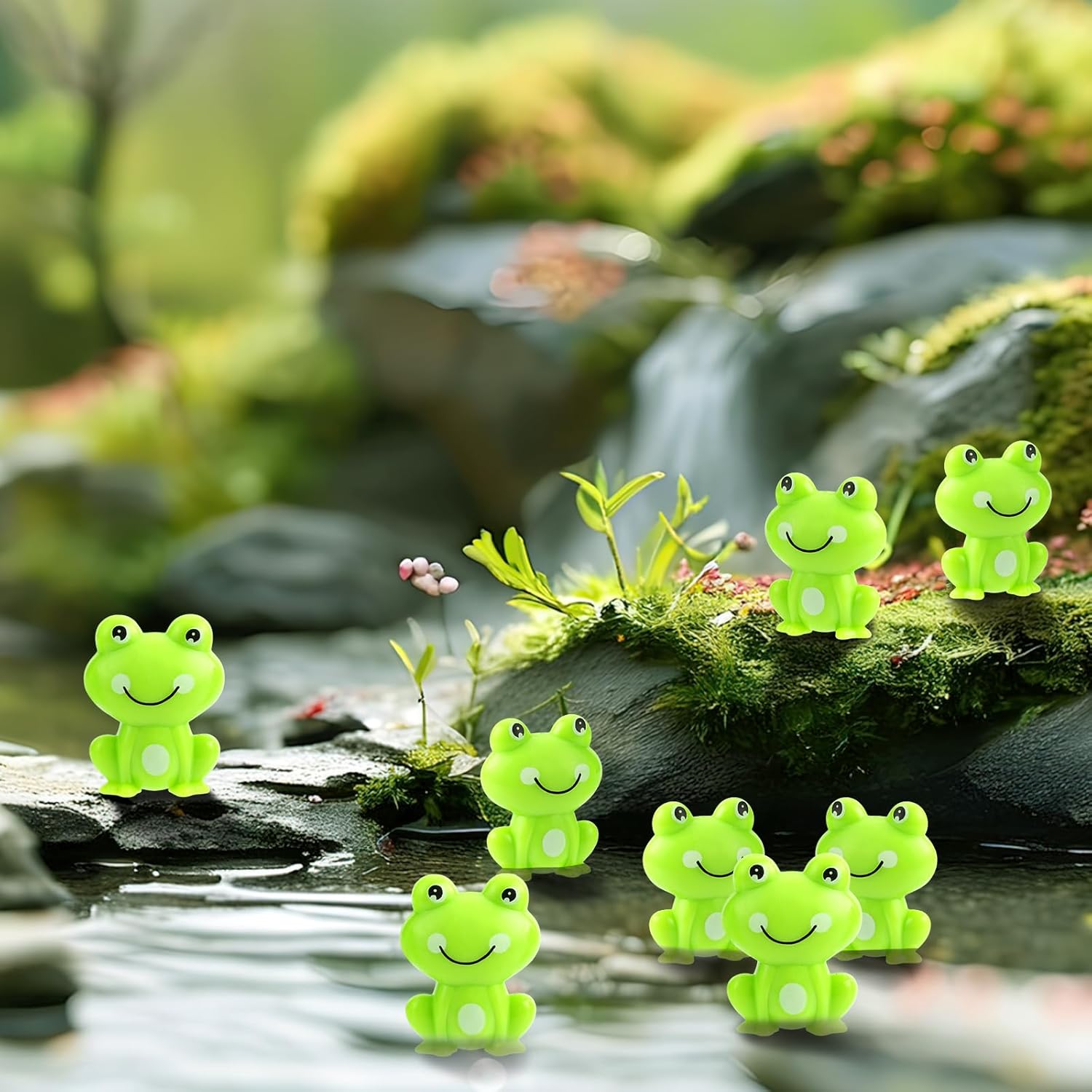 BuQiuRen 150Pcs Mini Green Plastic Frogs, Tiny Frogs Figurines Small Frog to Hide Fairy Garden Miniature Dollhouse Potted Plants Cake DIY Home Decoration Frog Decorations for Party - Image 5
