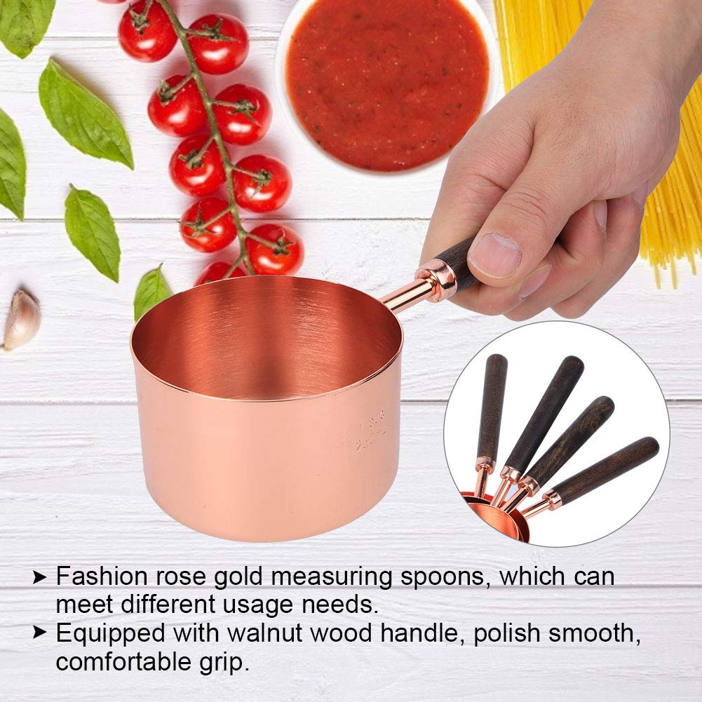 Juego de 4 Cucharas Medidoras,Cuchara Medidora Hornear de Oro Rosa,Herramienta Medici¨®n Cocina Diferentes Tama?os,Accesorio de Cocina de Acero Inoxidable 304 Grado Alimenticio
